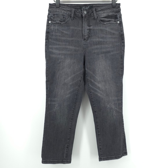 Judy Blue Denim - Judy Blue Womens Skinny Fit Capri JB88238 5/27 Black Distressed Denim Jeans
